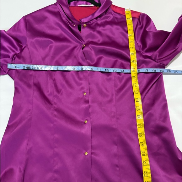 T.Tahari Elegant Purple & Pink color block Women's button up blouse size large - Picture 7 of 9